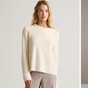 Quince Mongolian Cashmere Fisherman Crewneck Sweater Ivory size XS